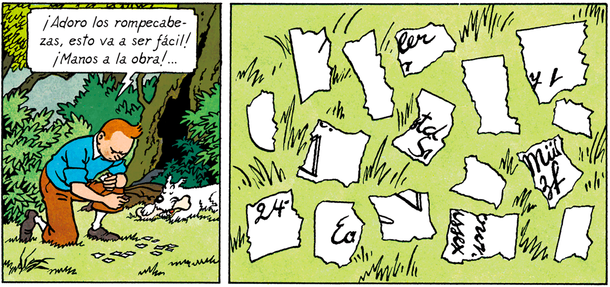 Tintin et le parchemin déchiré dans l'ile noire